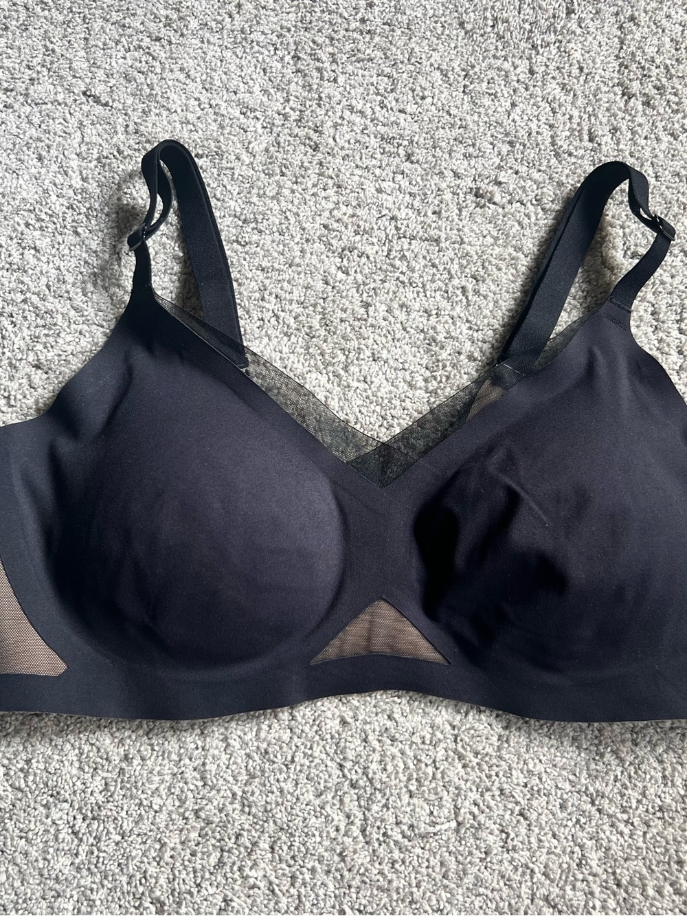 Honeylove CrossOver Wireless Bra Runway Black Mesh Full Coverage Size Medium M